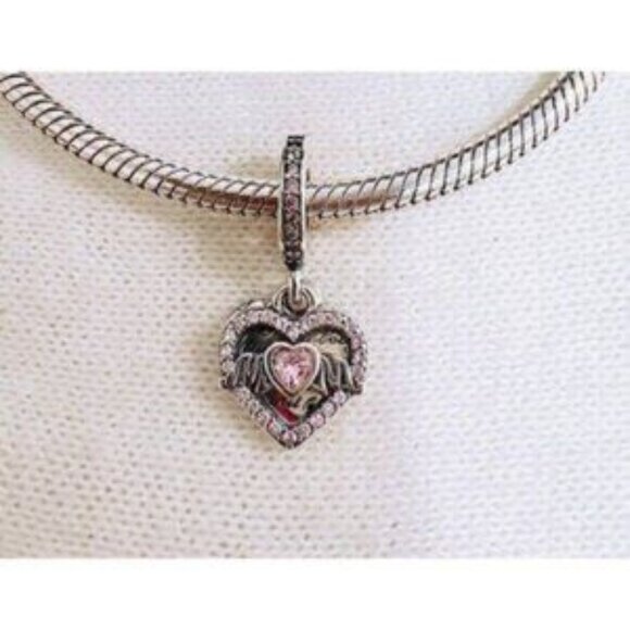 Heart Mom Charm, Charms fit Pandora Bracelet Necklace S925 Sterling Silver - Picture 5 of 5